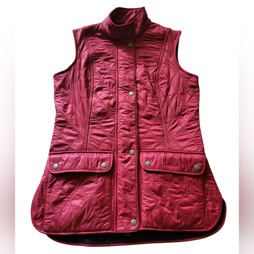 Pre-owned Women's Barbour Wray Gilet-color Red Quilted - U.S. SIZE 4-Excellent